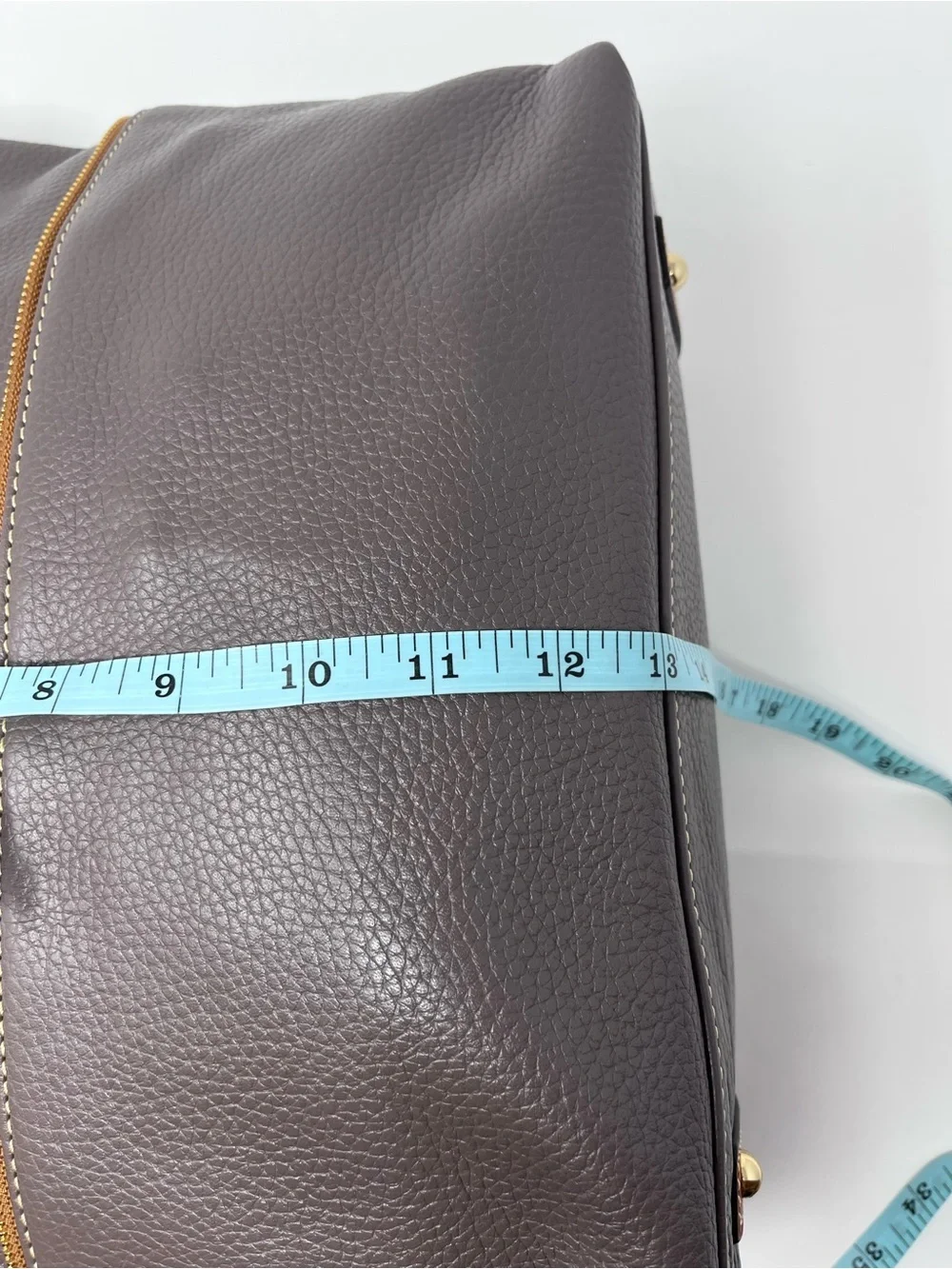 Dooney & Bourke Elephant Pebbled Leather Satchel with Tan Trim